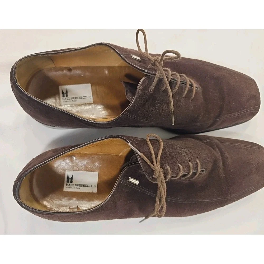 Moreschi Men's Brown Suede Oxford/ Loafers Shoes - Made‎ In Italy-US 14